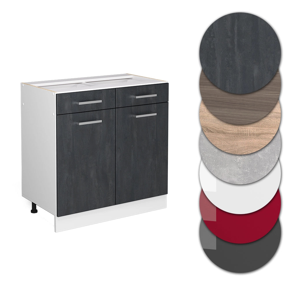Vicco Mobiletto base per cucina Calcestruzzo nero 80 cm senza piano di lavoro