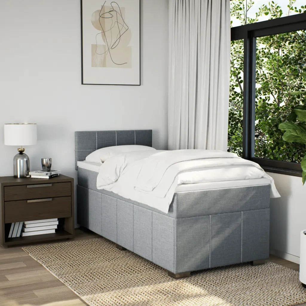 Giroletto a Molle con Materasso Grigio Chiaro 90x200 cm Tessuto