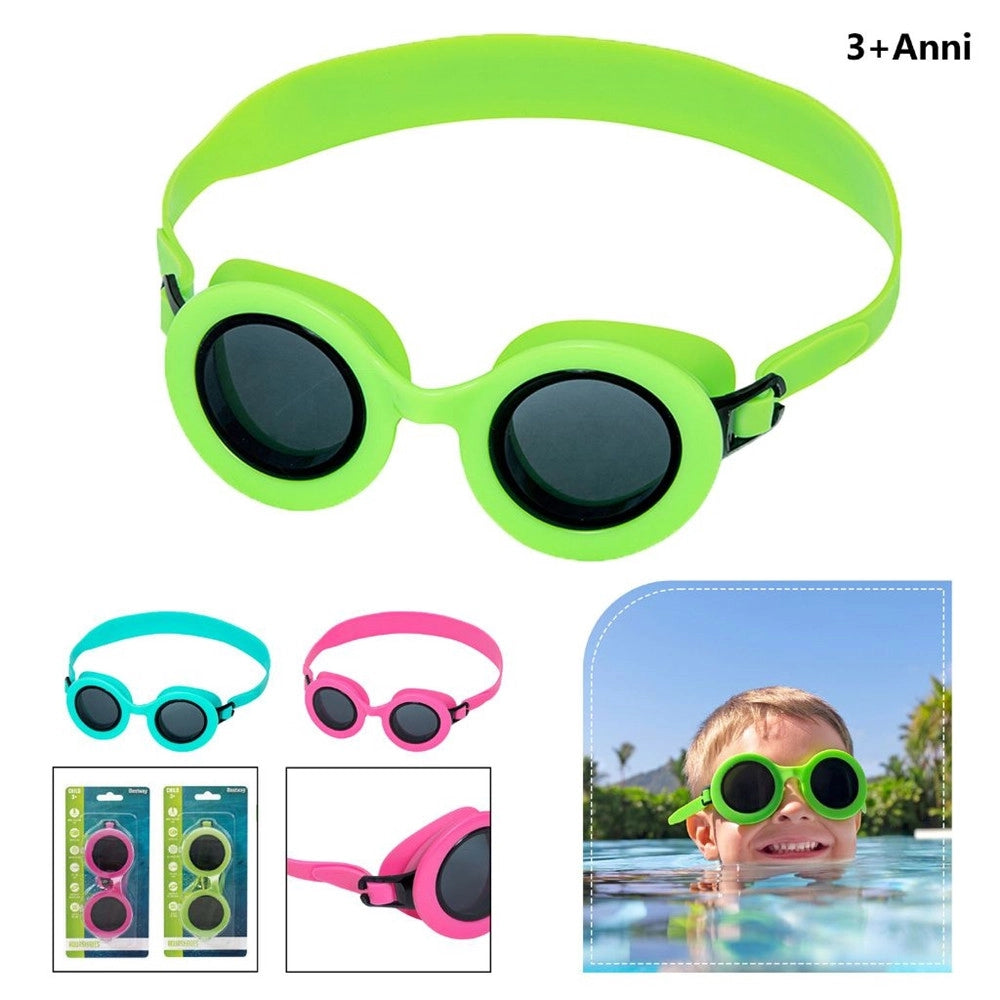 Trade Shop - Occhialini Da Nuoto Aquashades Per Bambini 3+ Anni Fascia Regolabile In Silicone 21178 -