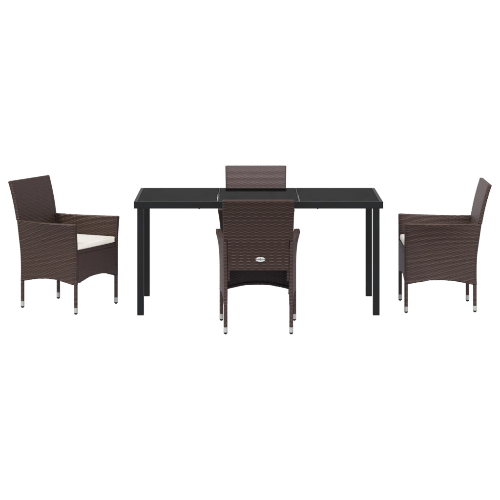 Set da Pranzo Giardino 5 Pezzi Marrone Polyrattan