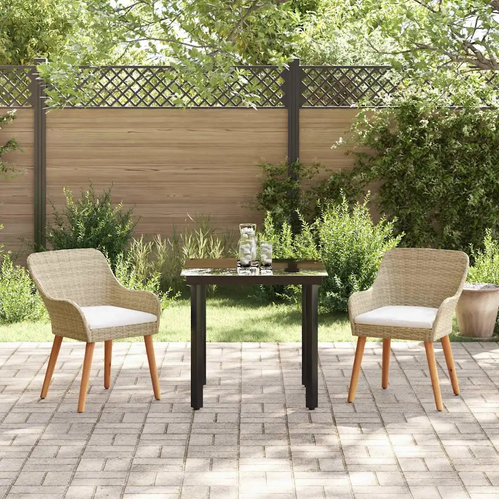 Set da Pranzo per Giardino con cuscino 3 pcs Beige polyrattan 3261698