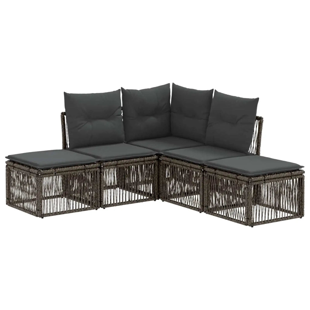 Set Divano da Giardino 5 pcs Grigio polyrattan 3434231