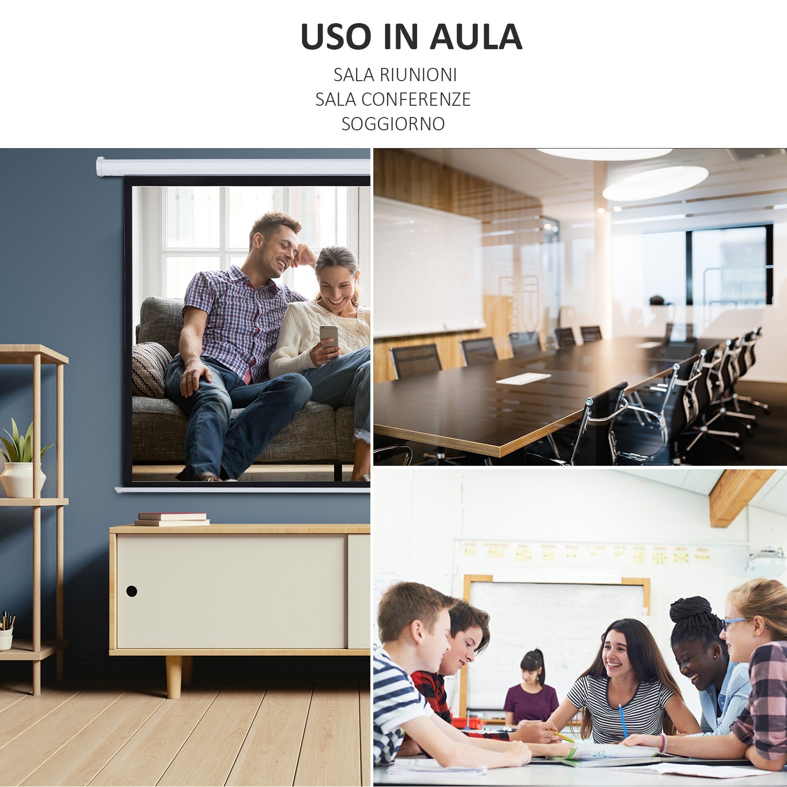 Schermo di Proiezione 100 Pollici Motorizzato Home Cinema Bianco