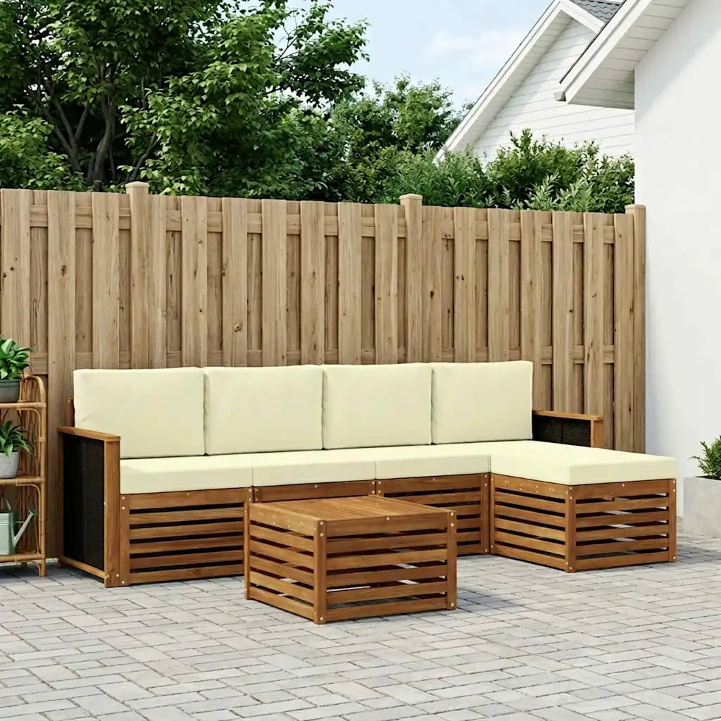 Set di divani da esterno con cuscino 6 pcs Naturale e Crema