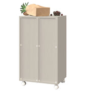 Mobile contenitore con 2 vani; ruote e porta sacchi in MDF per cucina e sala da pranzo; 46.7×35×80 cm