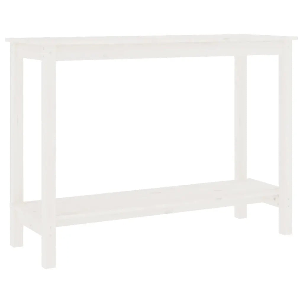 Tavolo Consolle Bianco 110x40x80 cm in Legno Massello di Pino cod mxl 10477