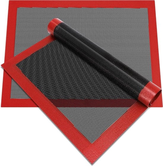 Set di cottura da 2 pezzi - 40 x 30 cm - rivestimento antiaderente - riutilizzabile - resistente al calore - fondo per cottura - silicone - biscotti - cottura