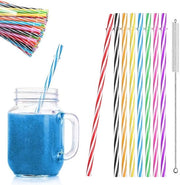 Set di Spazzole per Utensili in Rattan Colorato Riciclabili (100 pezzi) - Spazzola per Pulizia - Ideale per Latte, Succo, Smoothie, Cocktail - Multicolore - Caldo e Freddo