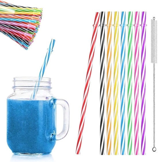 Set di Spazzole per Utensili in Rattan Colorato Riciclabili (100 pezzi) - Spazzola per Pulizia - Ideale per Latte, Succo, Smoothie, Cocktail - Multicolore - Caldo e Freddo