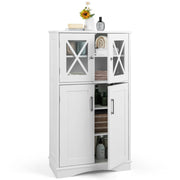 Mobiletto portaoggetti da bagno con ante e ripiani regolabili-Mobiletto da pavimento per bagno 60x30x108cm Bianco