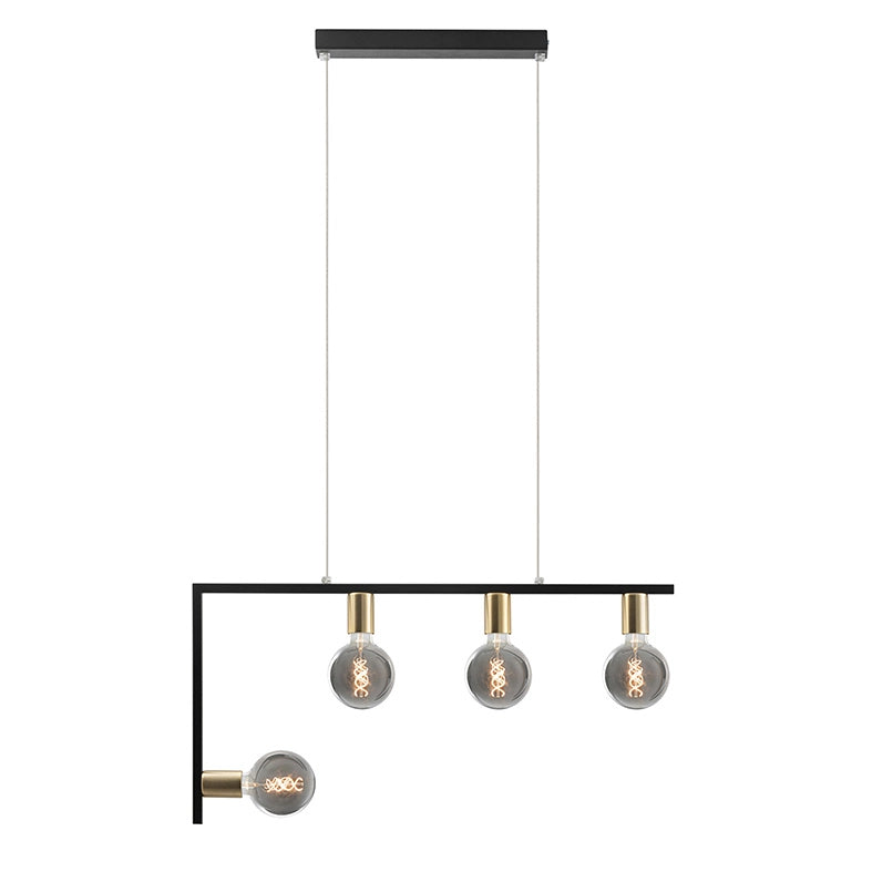 TWIN Sospensione design moderno in metallo, colore Nero e Ottone satinato, attacco E27, IP20, 75W - Rossini Group
