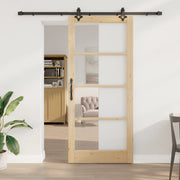 Set di porta scorrevole  con accessori 'ORKDAL'in legno massello e vetro