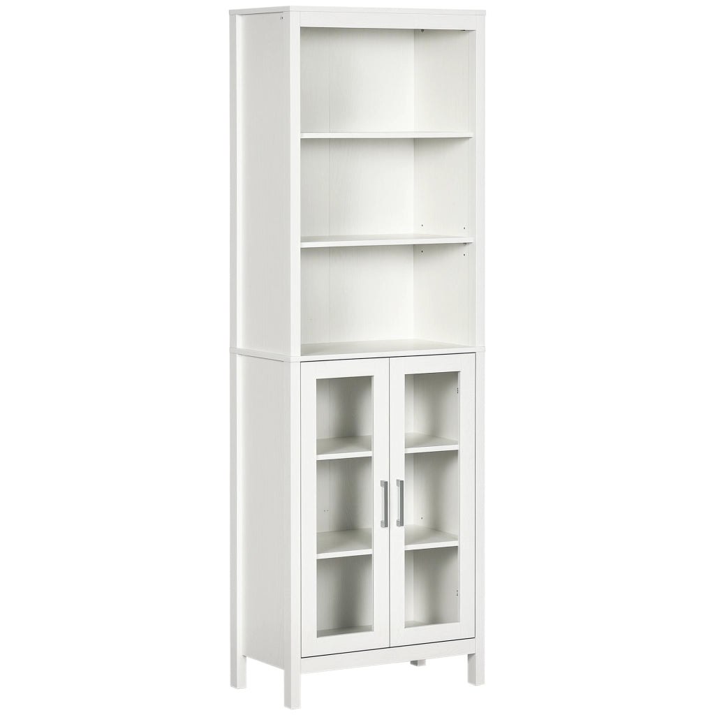 Colonna Bagno con Ante Vetro e 3 Ripiani ¨C Zephmum ¨C 53x30x162 cm Bianco