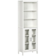 Colonna Bagno con Ante Vetro e 3 Ripiani ¨C Zephmum ¨C 53x30x162 cm Bianco