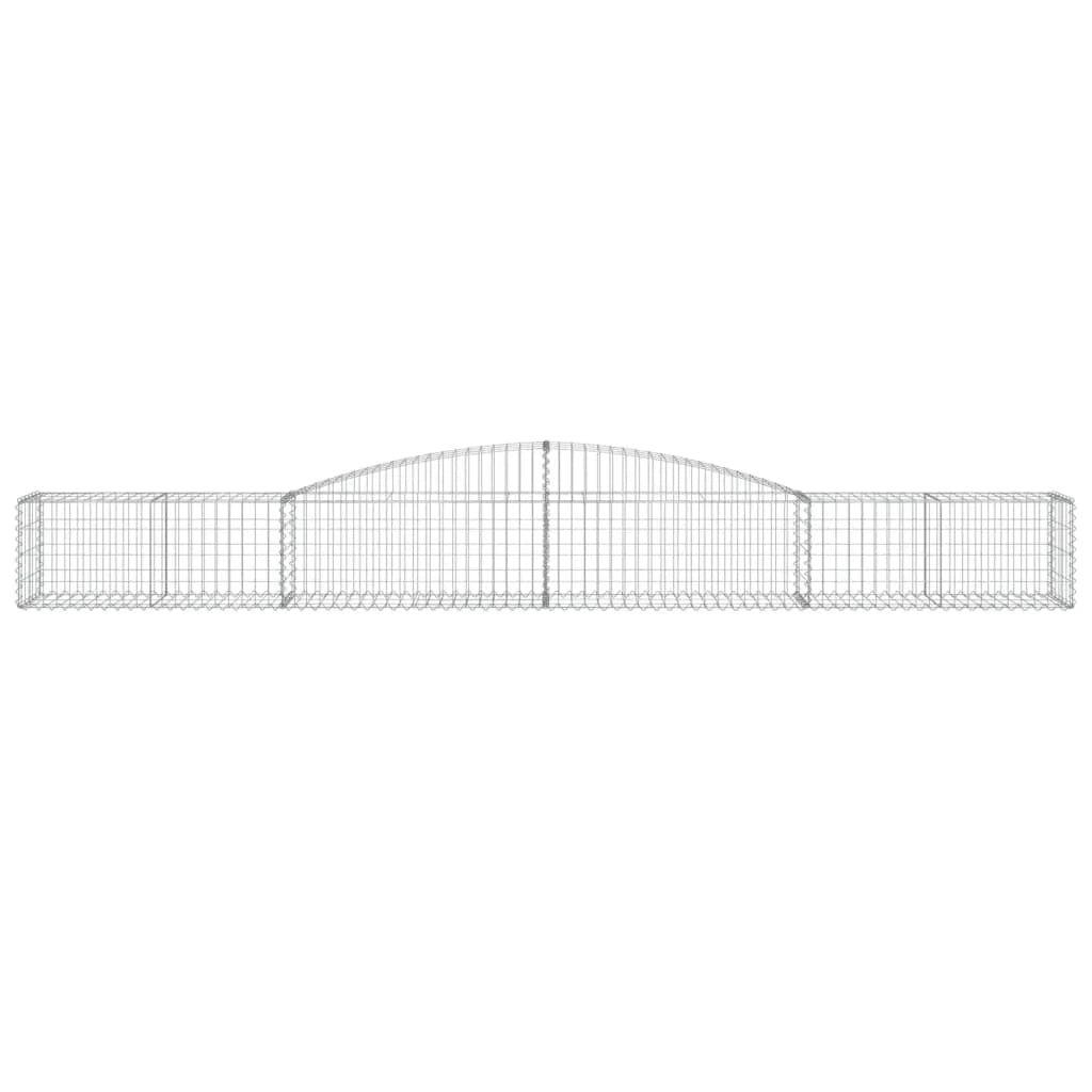 Cestini gabbioni recinzione a gabbia muro di contenimento ad arco 10 pezzi 400 x 50 x 40/60 cm ferro zincato argento 02_0040301