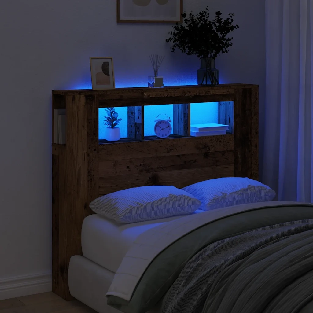 Testiera LED Legno Antico 120x18,5x103,5 cm Legno Multistrato 857684