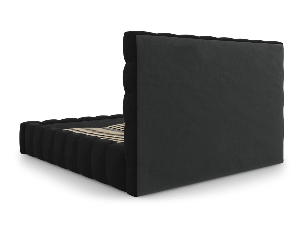 Cosmopolitan Design - Letto a cassettone con testiera "Bali" 180x200cm in velluto nero 