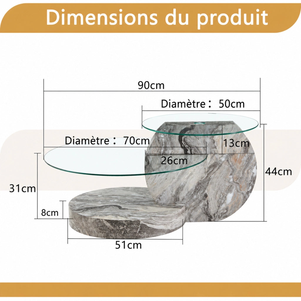 TAVOLINO DA SALOTTO 78,5x78,5x24,5 cm in vetro e MDF Grigio/Trasparente