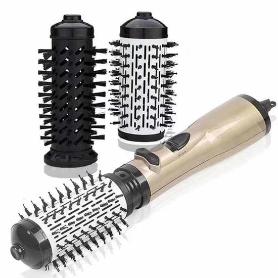 Draaibare krultang automatica, multifunzionale tre-in-uno, stile e arriccia i capelli, pettine, asciuga, set di due estremità in acciaio inox, presa per corrente europea.