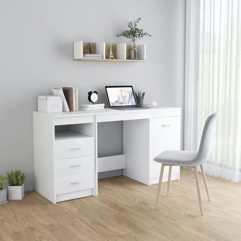 Scrivania | Tavolo da Ufficio Bianca 140x50x76 cm in Legno Multistrato
