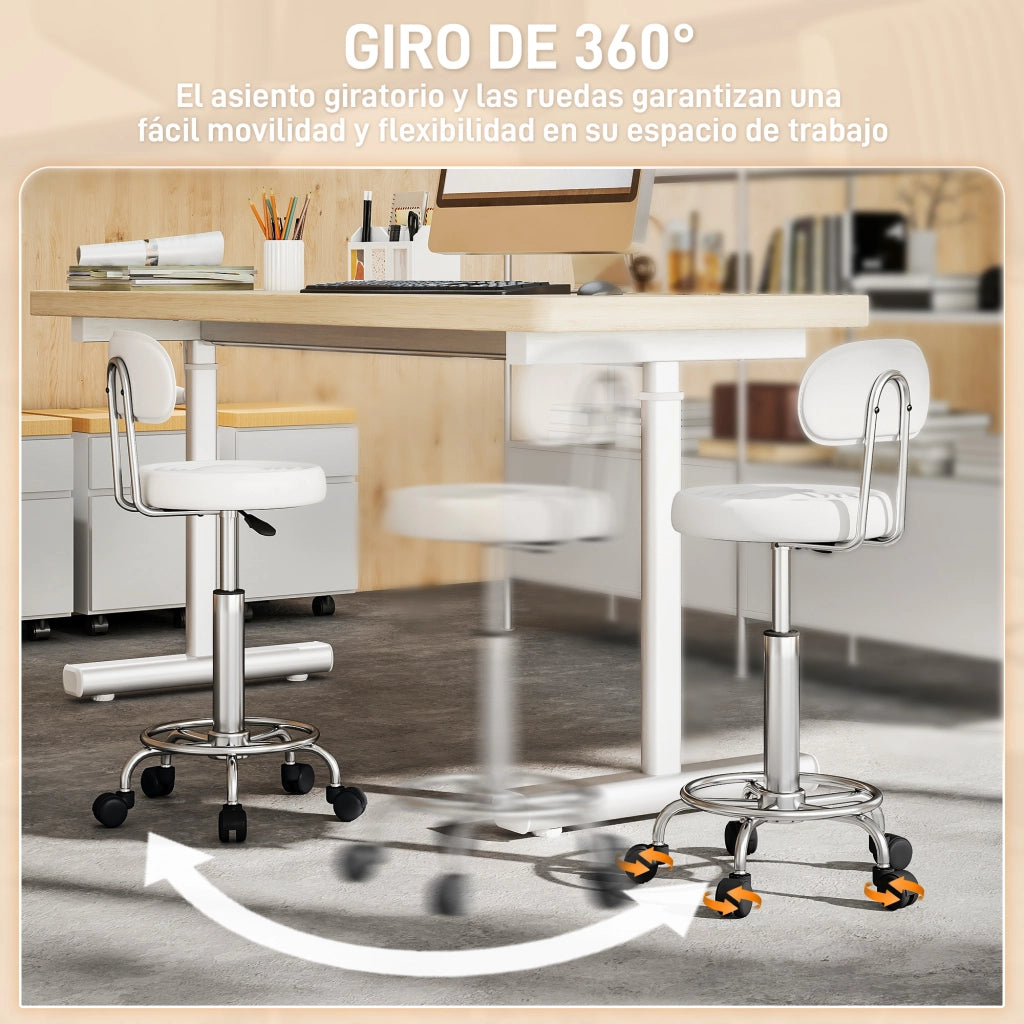 Sedia da ufficio girevole con schienale e ruote regolabile ¨C zephmum ¨C 32x40x70-86cm bianco