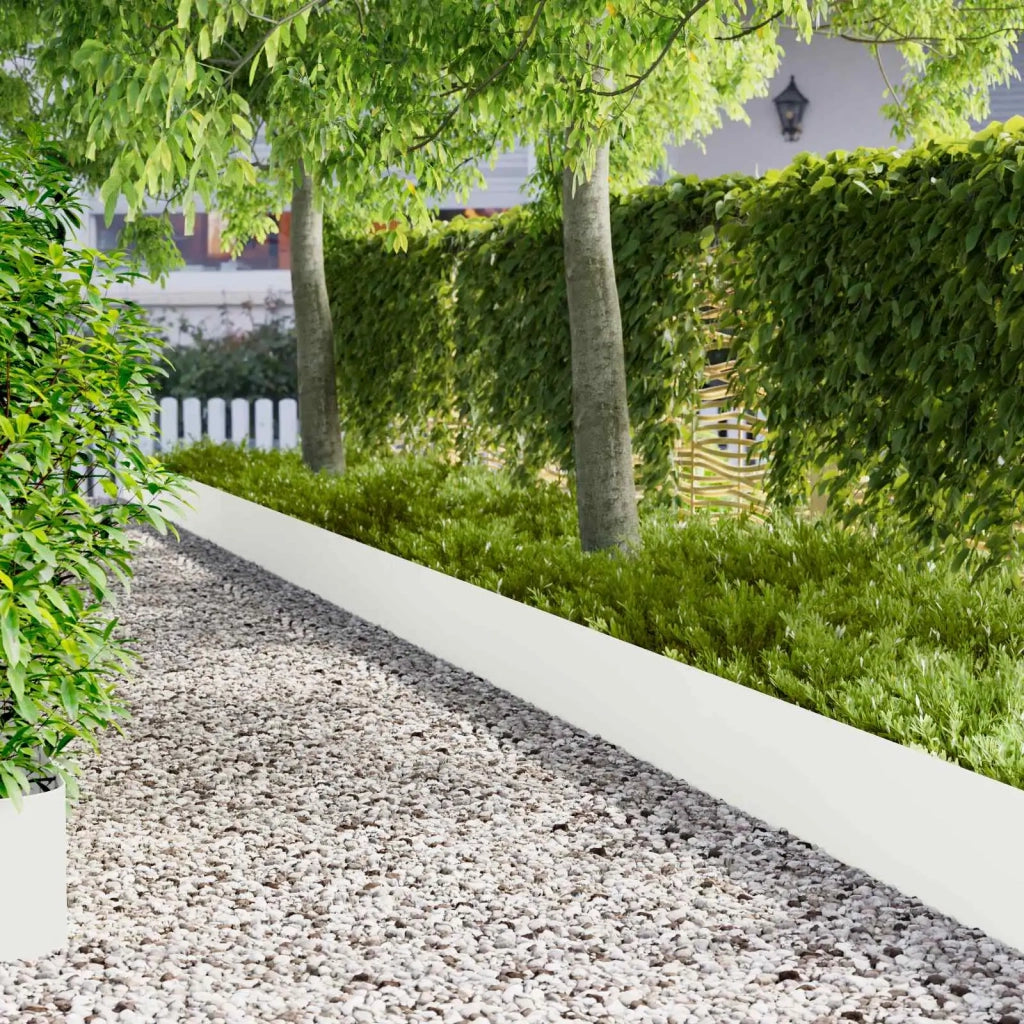 Bordura per Prato 20 pz 100 x 22 cm Acciaio Bianco 8008857