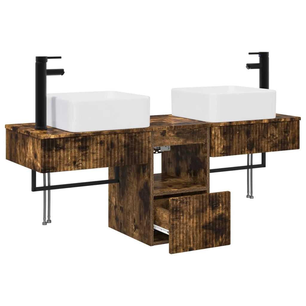 Set di mobili per il bagno 3 pz Rovere Fumo 3405602