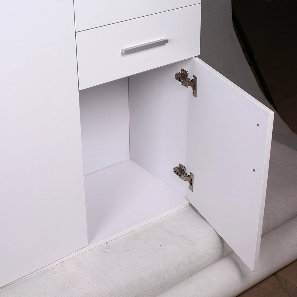 Mobile Cassettiera Moderna 3 Porte 2 Cassetti Design Minimal Bianco 120cm