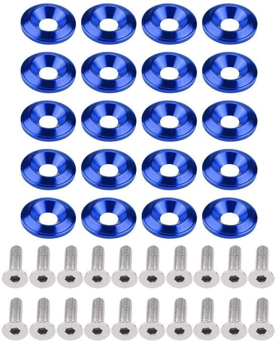 Set di Chiavi a Slitta 20 pezzi - Boccoletti in Alluminio - Decorazione della Cavità Motore - Forma Universale - Blu/Rosso - Materiale Duraturo