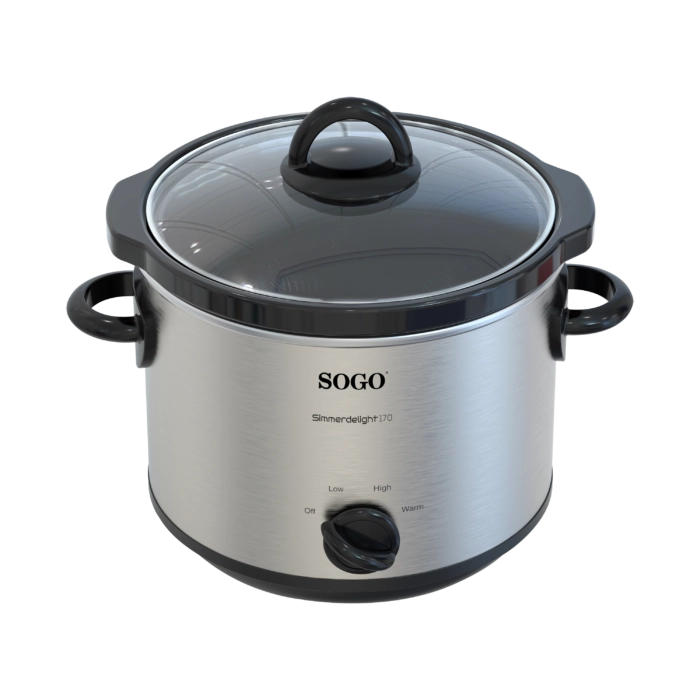 Pentola slow cooker elettrica 3L 170W con recipiente in ceramica e 3 programmi, per cottura lenta 3-4 persone - Sogo