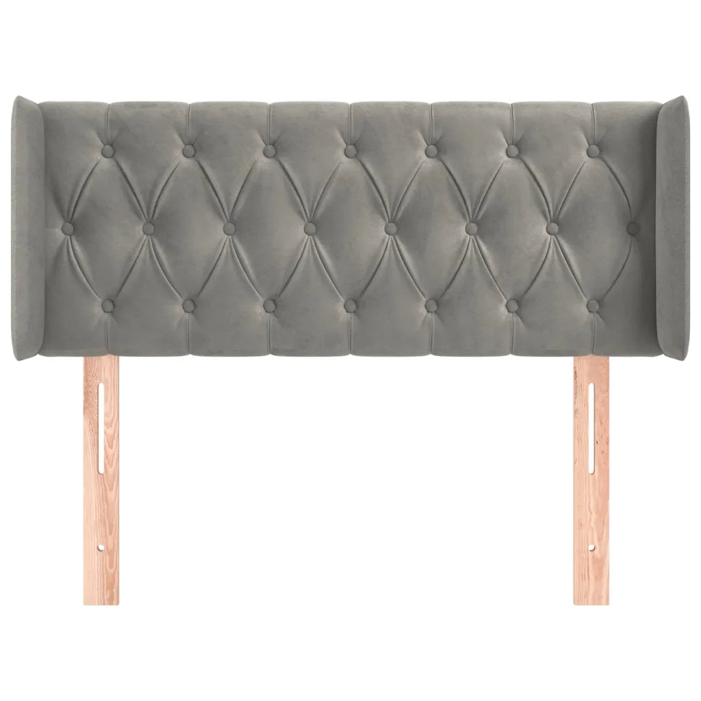 Testiera | Testata ad Orecchio Grigio Chiaro 93x16x78/88 cm in Velluto
