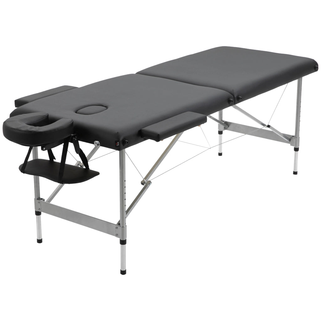 Lettino per Massaggio Portatile e Pieghevole con Altezza Regolabile e Seduta Imbottita, 186x71x62-83 cm, Nero
