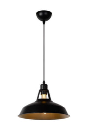 Lampada a sospensione Lucide Brassy/Bis nera oro Ø31