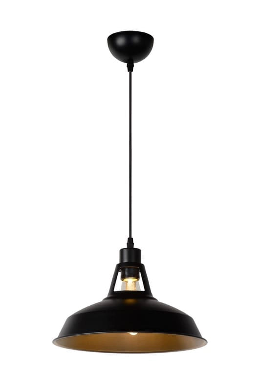 Lampada a sospensione Lucide Brassy/Bis nera oro Ø31