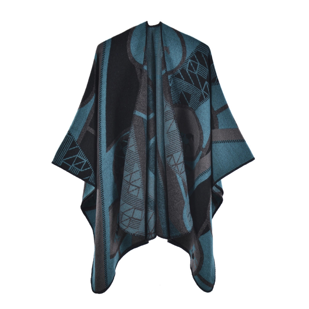 Mantella da donna in cashmere spesso con spacco