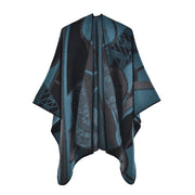 Mantella da donna in cashmere spesso con spacco