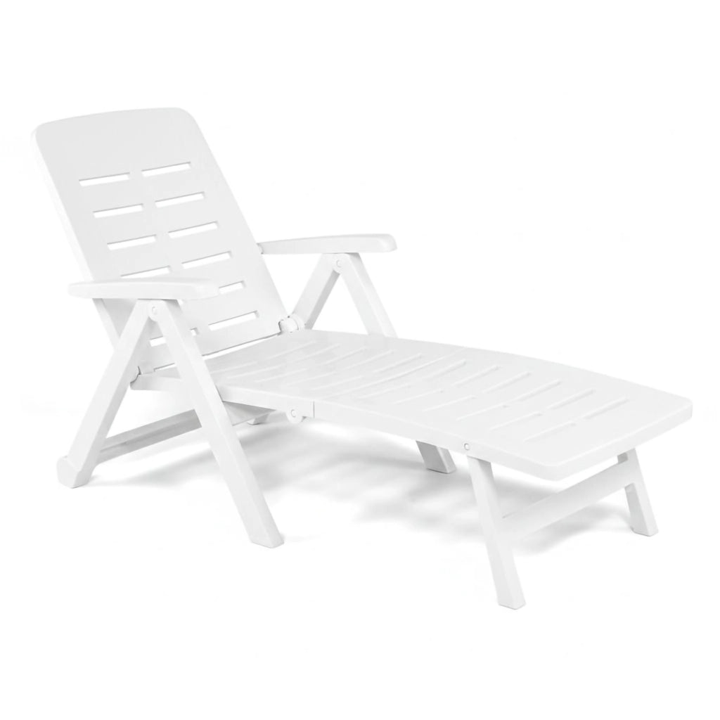 Sdraio da Giardino Noahs, Lettino Prendisole Ruote Made in Italy, 189x72x96h cm Bianco