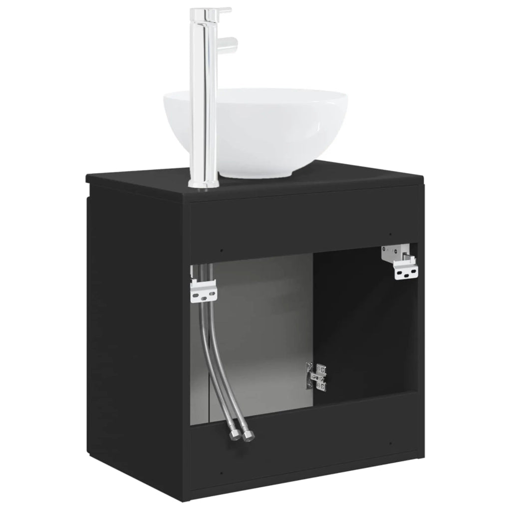 Mobile Lavabo da Parete Nero 49,5 x 41 x 64,5 cm 890393