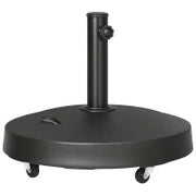 Base per Ombrellone da 23.5kg con 2 Manovelle e Rotelle, in Resina e Acciaio, Ø53x41 cm, Nera