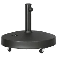 Base per Ombrellone da 23.5kg con 2 Manovelle e Rotelle, in Resina e Acciaio, Ø53x41 cm, Nera