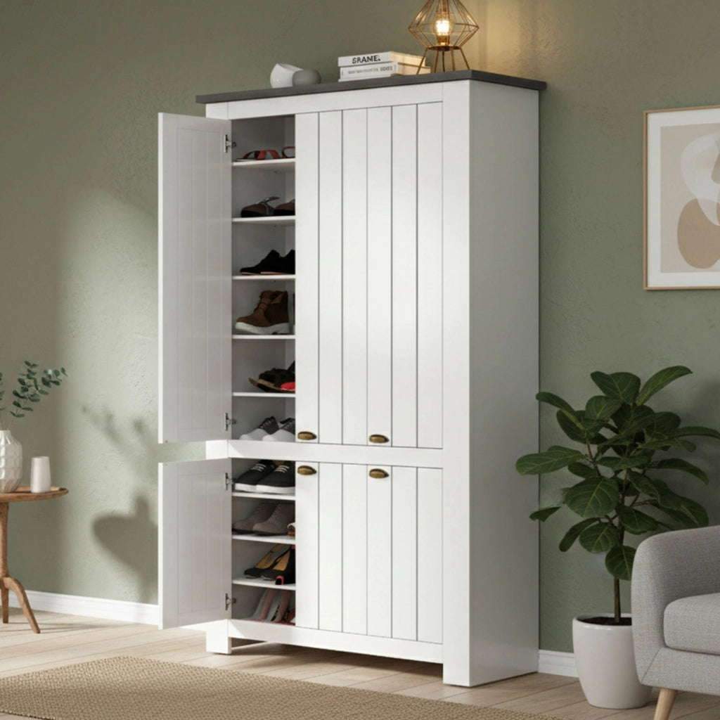 Mobile Portascarpe Apricena, Scarpiera 60 Paia Made in Italy, 114x42x200h cm Grigio Ardesia