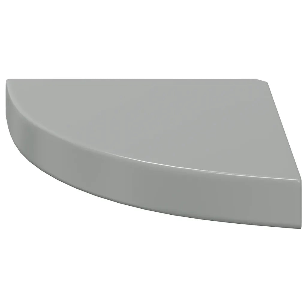Scaffale Angolare a Parete Grigio Lucido 25x25x3,8 cm in MDF
