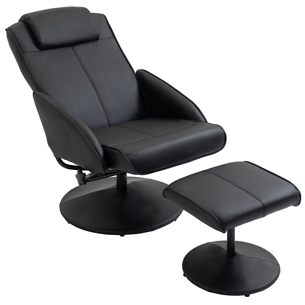 Poltrona Reclinabile Relax con Poggiapiedi e Rivestimento in Similpelle ¨C Zephmum ¨C Nero