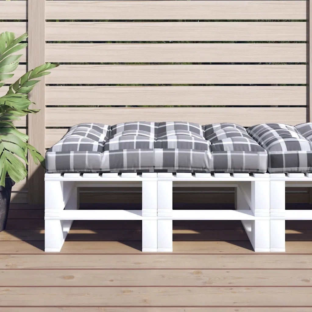 Cuscino per Pallet a Quadri Grigi 120x80x12 cm in Tessuto 360527