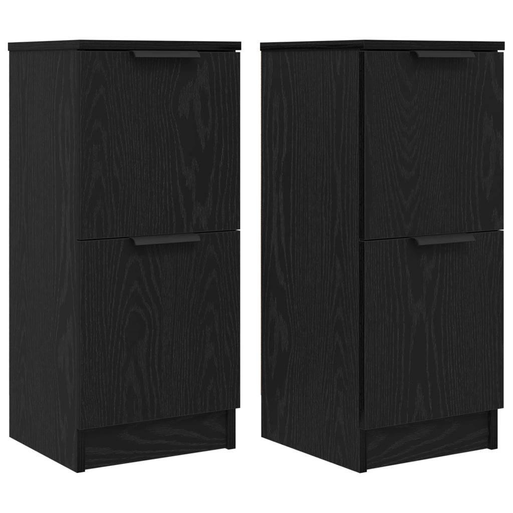 Credenze 2 pz in Rovere Nero, 30x30x70 cm, Realizzate in Legno Ingegnerizzato