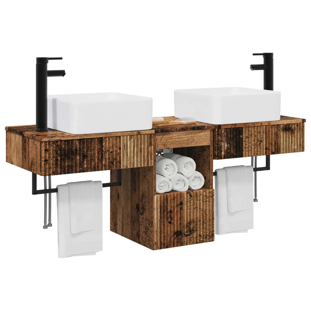 Set di mobili per il bagno 3 pz Legno antico 3405605