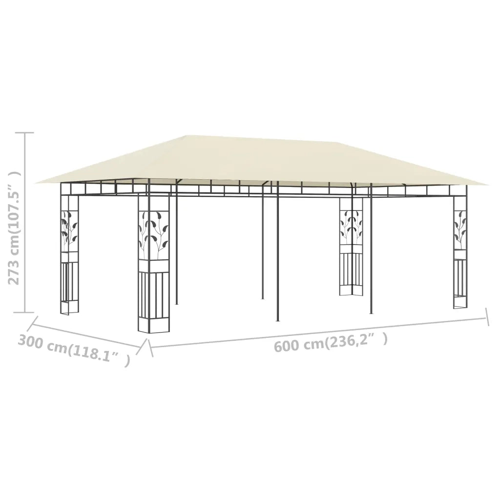 Gazebo con Zanzariera 6x3x2,73 m Crema