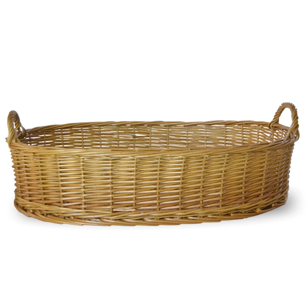 Cesta contenitore ovale vimini intrecciato a mano manici cm 72,5x50x24,5