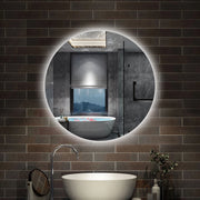 Specchio bagno tondo 70 cm con led. Dimmerabile + Touch Control + Bordo non sabbiato + IP44