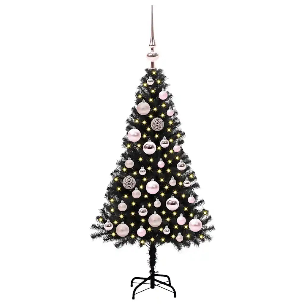 Albero di Natale con 150 LED con supporto Nero 120 cm PVC 3396458